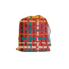 Colorful Line Segments Drawstring Pouches (medium)  by linceazul