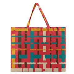 Colorful Line Segments Zipper Large Tote Bag by linceazul