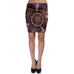 Brown Fractal Balls And Circles Bodycon Skirt