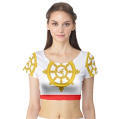 Flag Of Sikkim, 1967-1975 Short Sleeve Crop Top (tight Fit) by abbeyz71