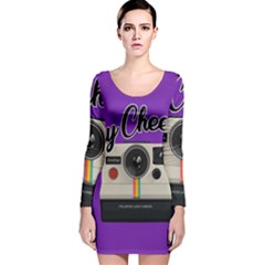 Say Cheese Long Sleeve Velvet Bodycon Dress by Valentinaart