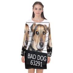 Bad Dog Long Sleeve Chiffon Shift Dress  by Valentinaart