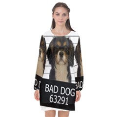 Bad Dog Long Sleeve Chiffon Shift Dress  by Valentinaart