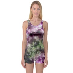 Purple Green Paint Texture          Women s Boyleg One Piece Swimsuit by LalyLauraFLM