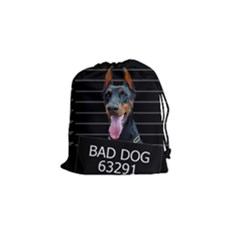 Bad Dog Drawstring Pouches (small)  by Valentinaart