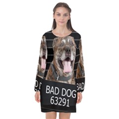 Bad Dog Long Sleeve Chiffon Shift Dress  by Valentinaart