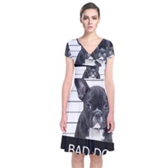 Bad Dog Short Sleeve Front Wrap Dress by Valentinaart