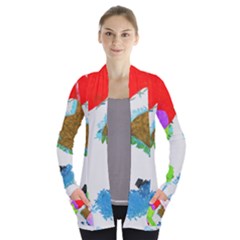 Painted Shapes      Women s Open Front Pockets Cardigan