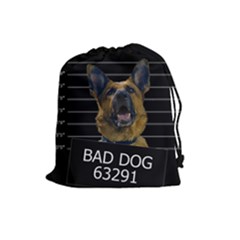 Bad Dog Drawstring Pouches (large)  by Valentinaart