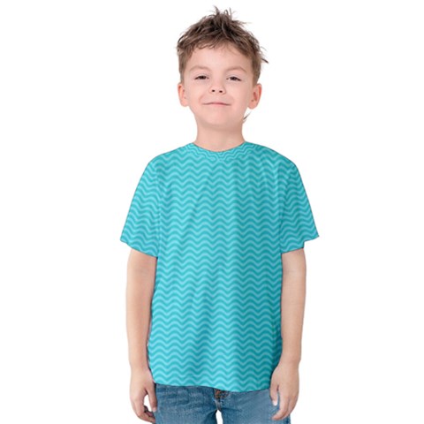 Blue Waves Pattern  Kids  Cotton Tee by TastefulDesigns