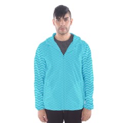 Blue Waves Pattern  Hooded Wind Breaker (men) by TastefulDesigns