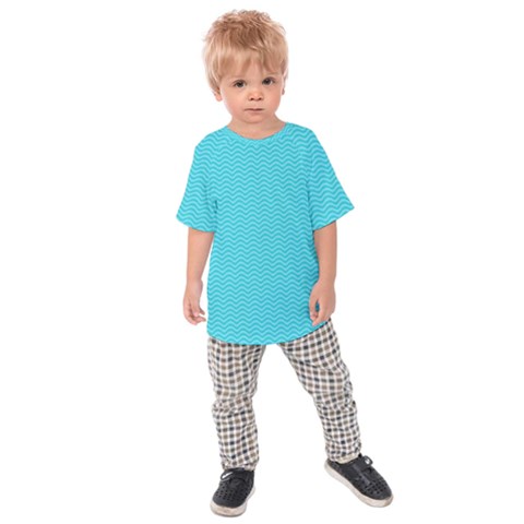 Blue Waves Pattern  Kids  Raglan Tee by TastefulDesigns