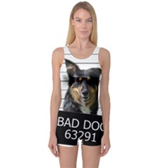 Bad Dog One Piece Boyleg Swimsuit by Valentinaart