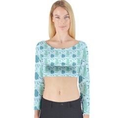 Seamless Floral Background  Long Sleeve Crop Top