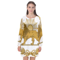 Lion & Sun Emblem Of Persia (iran) Long Sleeve Chiffon Shift Dress  by abbeyz71