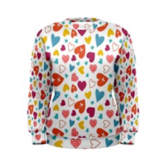 Colorful Bright Hearts Pattern Women s Sweatshirt by TastefulDesigns