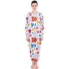 Colorful Bright Hearts Pattern Onepiece Jumpsuit (ladies)  by TastefulDesigns