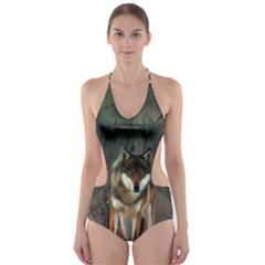 Awesome Wolf In The Night Cut-out One Piece Swimsuit by FantasyWorld7