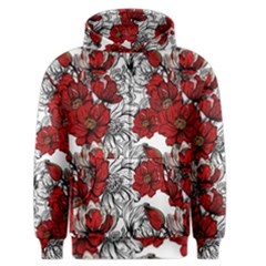 Hand Drawn Red Flowers Pattern Men s Zipper Hoodie by TastefulDesigns