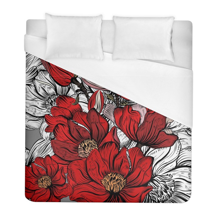Red Flowers Pattern Duvet Cover (Full/ Double Size)