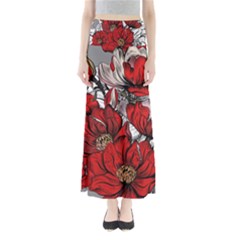 Red Flowers Pattern Maxi Skirts by TastefulDesigns