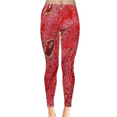 Red Peacock Floral Embroidered Long Qipao Traditional Chinese Cheongsam Mandarin Leggings 