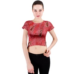 Red Peacock Floral Embroidered Long Qipao Traditional Chinese Cheongsam Mandarin Crew Neck Crop Top
