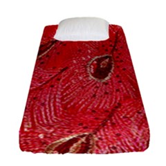 Red Peacock Floral Embroidered Long Qipao Traditional Chinese Cheongsam Mandarin Fitted Sheet (Single Size)