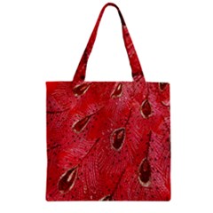 Red Peacock Floral Embroidered Long Qipao Traditional Chinese Cheongsam Mandarin Zipper Grocery Tote Bag