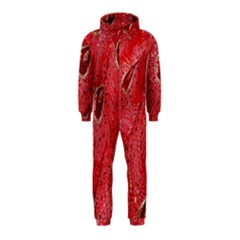 Red Peacock Floral Embroidered Long Qipao Traditional Chinese Cheongsam Mandarin Hooded Jumpsuit (Kids)