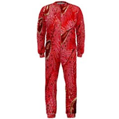 Red Peacock Floral Embroidered Long Qipao Traditional Chinese Cheongsam Mandarin OnePiece Jumpsuit (Men) 