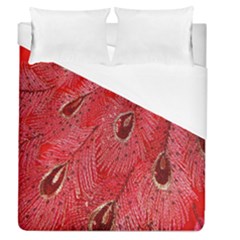 Red Peacock Floral Embroidered Long Qipao Traditional Chinese Cheongsam Mandarin Duvet Cover (Queen Size)
