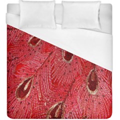 Red Peacock Floral Embroidered Long Qipao Traditional Chinese Cheongsam Mandarin Duvet Cover (King Size)