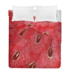 Red Peacock Floral Embroidered Long Qipao Traditional Chinese Cheongsam Mandarin Duvet Cover Double Side (Full/ Double Size)