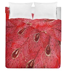 Red Peacock Floral Embroidered Long Qipao Traditional Chinese Cheongsam Mandarin Duvet Cover Double Side (Queen Size)