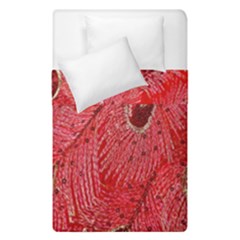 Red Peacock Floral Embroidered Long Qipao Traditional Chinese Cheongsam Mandarin Duvet Cover Double Side (Single Size)