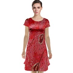 Red Peacock Floral Embroidered Long Qipao Traditional Chinese Cheongsam Mandarin Cap Sleeve Nightdress