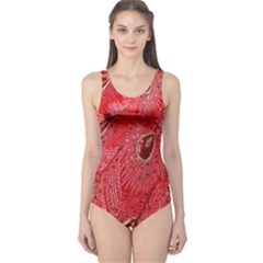 Red Peacock Floral Embroidered Long Qipao Traditional Chinese Cheongsam Mandarin One Piece Swimsuit