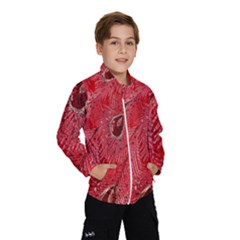 Red Peacock Floral Embroidered Long Qipao Traditional Chinese Cheongsam Mandarin Wind Breaker (Kids)