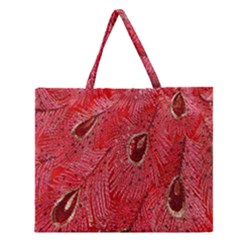 Red Peacock Floral Embroidered Long Qipao Traditional Chinese Cheongsam Mandarin Zipper Large Tote Bag