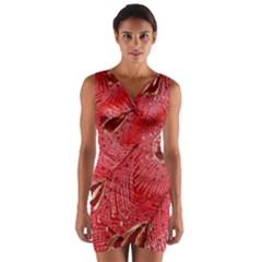 Red Peacock Floral Embroidered Long Qipao Traditional Chinese Cheongsam Mandarin Wrap Front Bodycon Dress