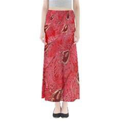 Red Peacock Floral Embroidered Long Qipao Traditional Chinese Cheongsam Mandarin Maxi Skirts