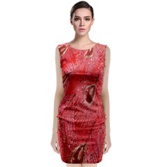 Red Peacock Floral Embroidered Long Qipao Traditional Chinese Cheongsam Mandarin Classic Sleeveless Midi Dress