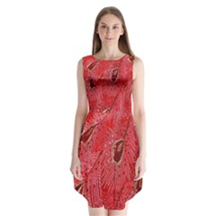 Red Peacock Floral Embroidered Long Qipao Traditional Chinese Cheongsam Mandarin Sleeveless Chiffon Dress  