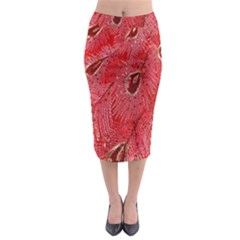 Red Peacock Floral Embroidered Long Qipao Traditional Chinese Cheongsam Mandarin Midi Pencil Skirt