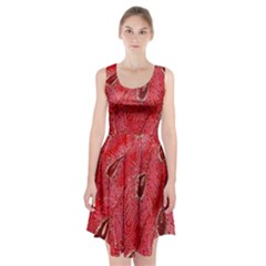 Red Peacock Floral Embroidered Long Qipao Traditional Chinese Cheongsam Mandarin Racerback Midi Dress