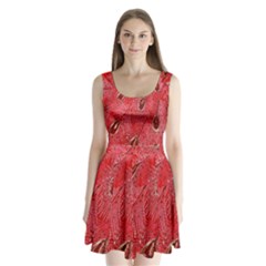 Red Peacock Floral Embroidered Long Qipao Traditional Chinese Cheongsam Mandarin Split Back Mini Dress 