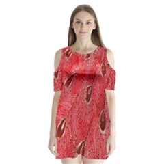 Red Peacock Floral Embroidered Long Qipao Traditional Chinese Cheongsam Mandarin Shoulder Cutout Velvet  One Piece