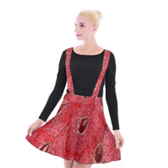 Red Peacock Floral Embroidered Long Qipao Traditional Chinese Cheongsam Mandarin Suspender Skater Skirt