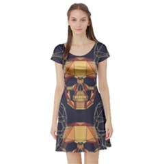 Skull Pattern Short Sleeve Skater Dress